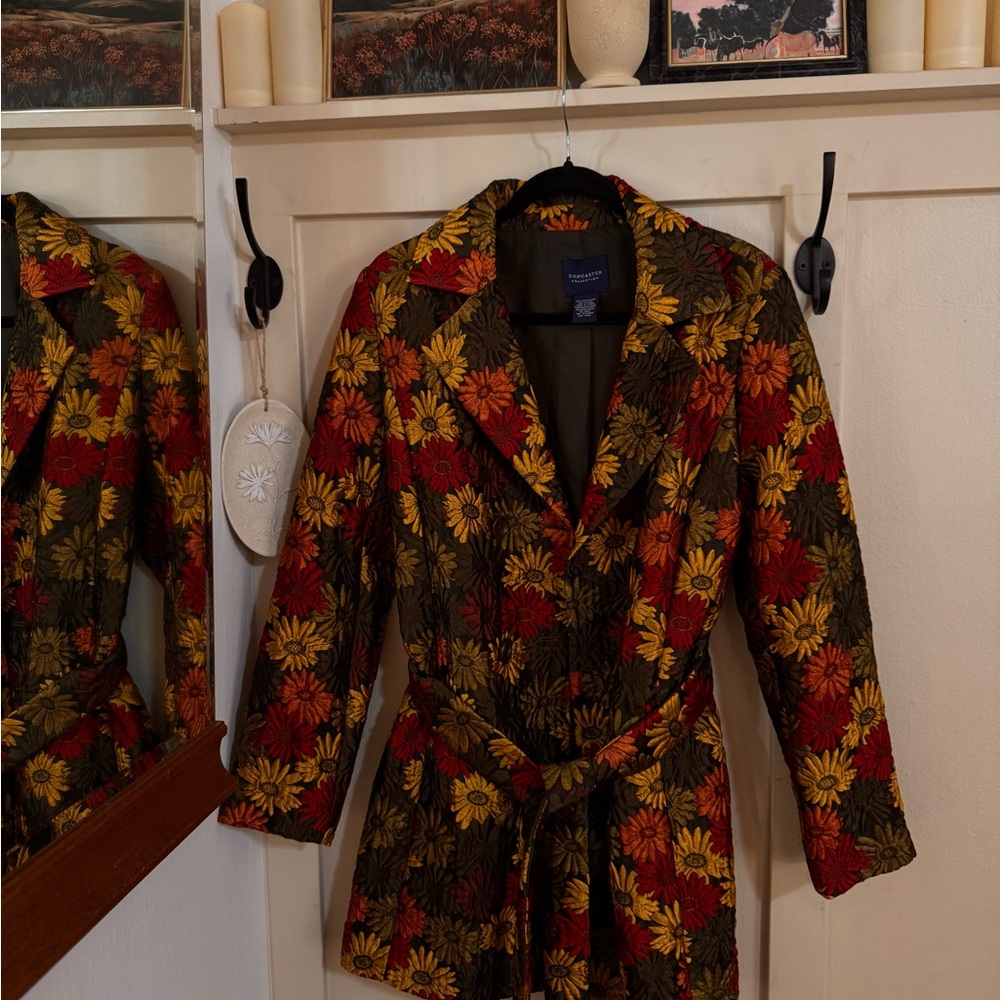 Floral Patterned Coat with Belt
